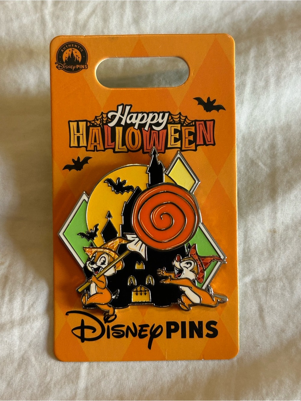 Chip 'n Dale Glow-in-the-Dark ''Happy Halloween'' Disney Authentic Pin